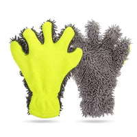 Microfibre finger mitt worn on hand