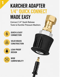 Karcher pressure washer adapter fitted between gun and hose