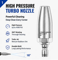 Turbo nozzle rotating jet for pressure washer
