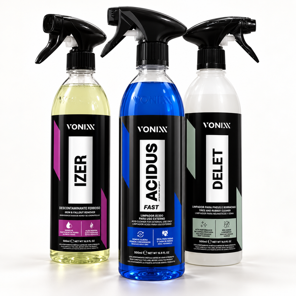 Vonixx Wheel & Tyre Deep Clean Kit: Izer, Acidus Fast and Delet 500ml bottles