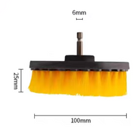 Drill brush scrubbing car upholstery