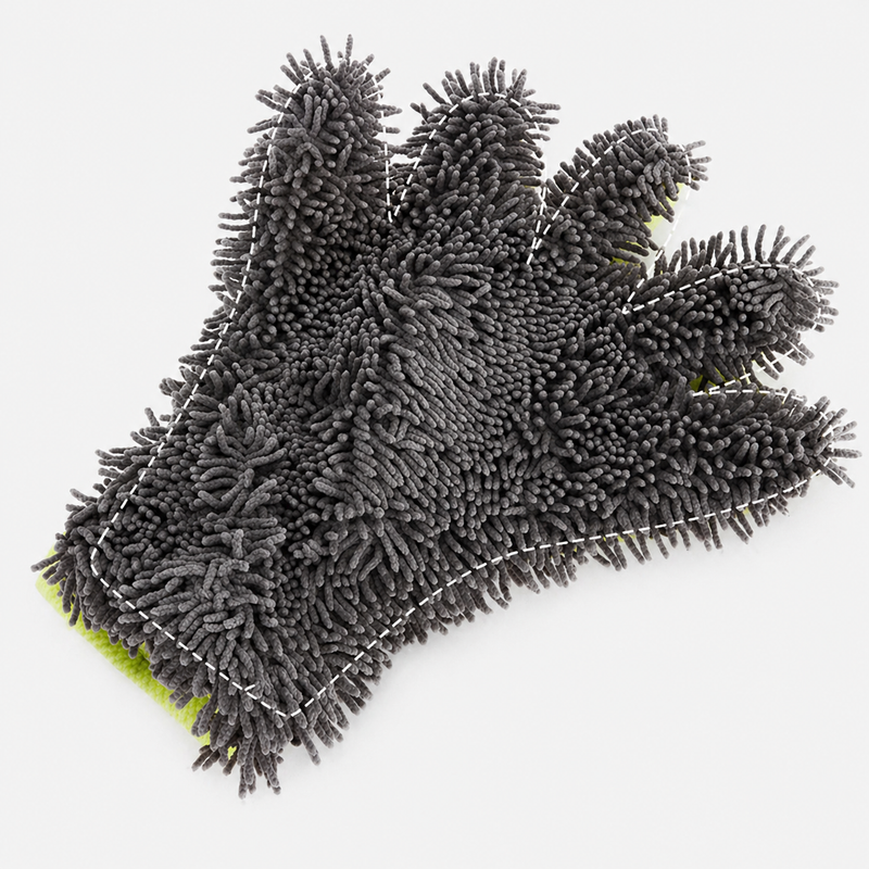 Car detailing finger mitt for cleaning wheels and tight gaps