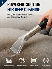 Extractor attachment deep cleaning car upholstery