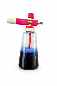 Easy Lock snow foam cannon with pink bottle, 1/4 inch quick connect